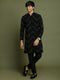 Boy's Black Mirror Work Georgette Kurta And Pyjama Set